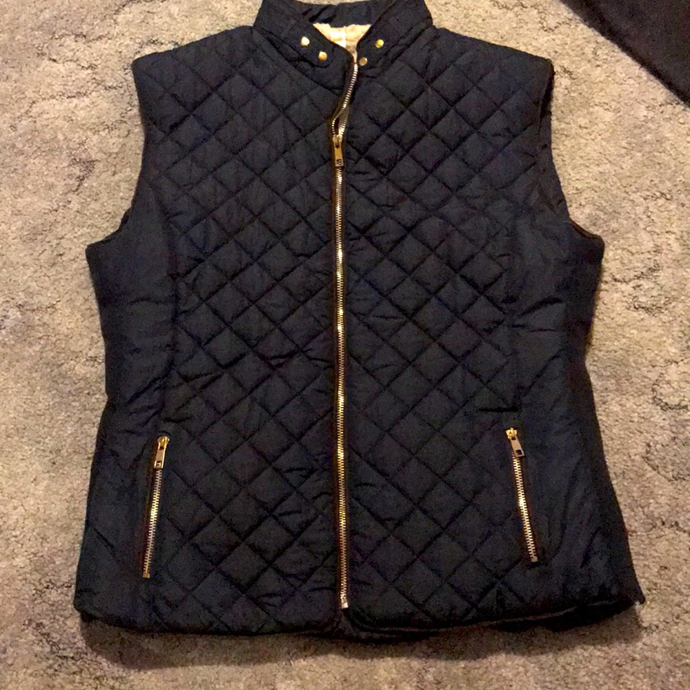 Fur Lined Vest - Navy